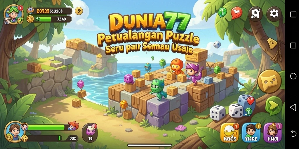 Tampilan gameplay DUNIA77 yang menarik dengan berbagai teka-teki seru.