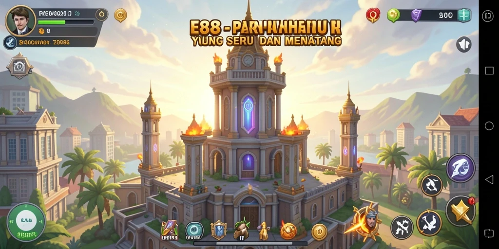 Tampilan gameplay <strong>E88</strong> yang menegangkan dalam pertahanan menara.