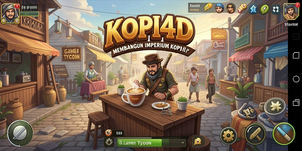 Tampilan gameplay KOPI4D yang menampilkan kedai kopi yang ramai.