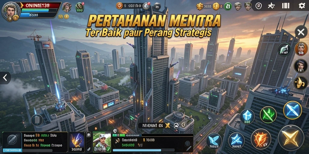 Tangkapan layar gameplay <strong>ONINE138</strong> menampilkan pertahanan menara yang epik.