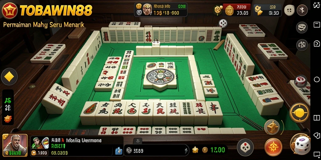Tampilan gameplay TOBAWIN88 yang menakjubkan dan penuh tantangan Mahjong.